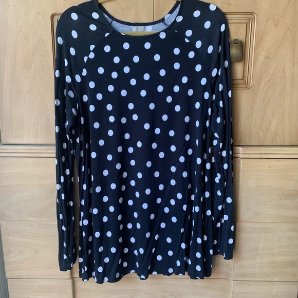 ASOS BLACK POLKA DOT LS TUNIC TOP - Picture 4 of 4